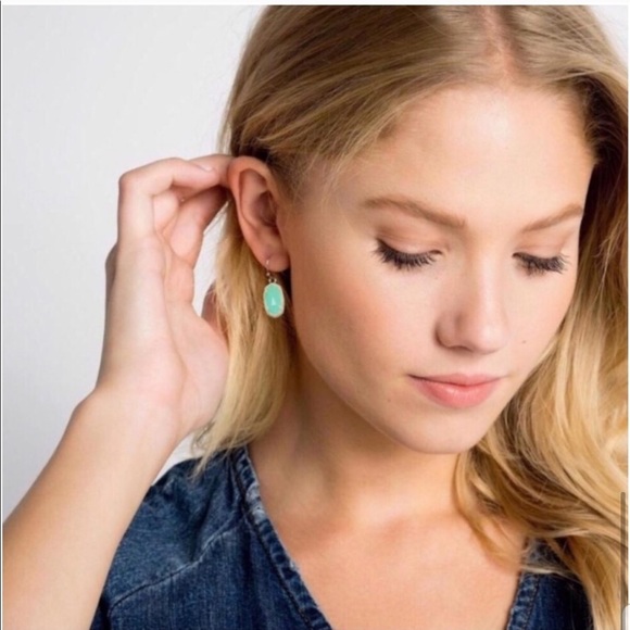 NEW KENDRA SCOTT LEE EARRINGS IN CHALCEDONY GREEN - Picture 7 of 7